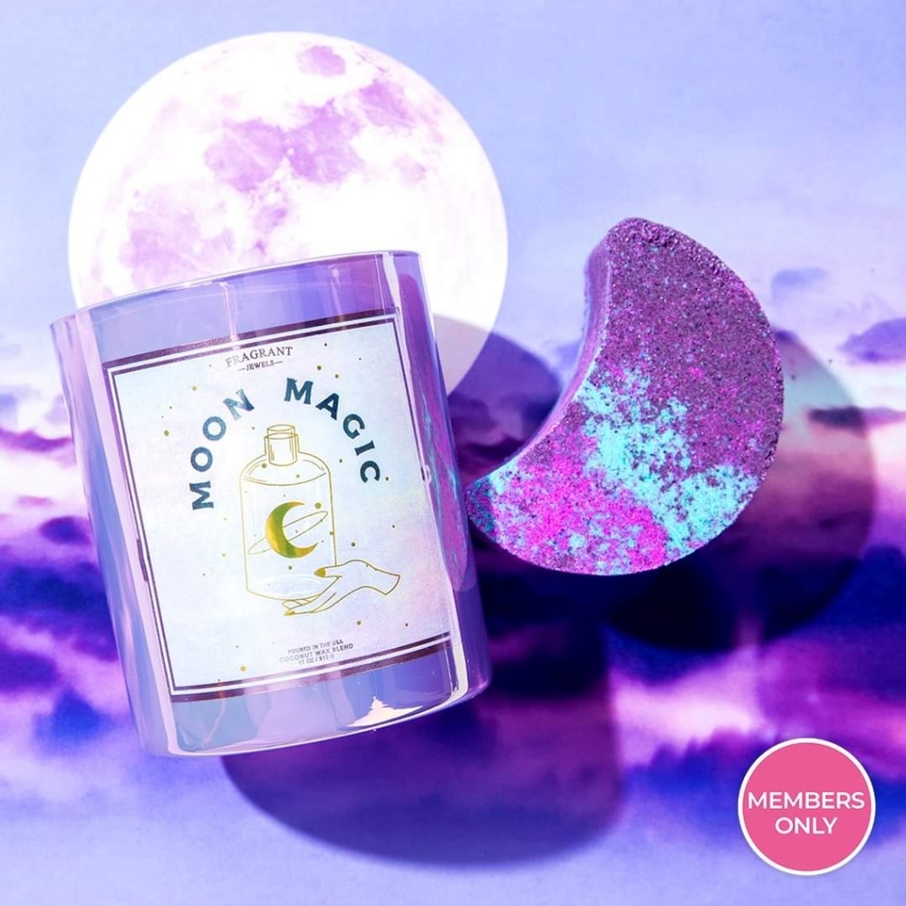NEW Fragrant Jewels Moon Magic Candle Bath Bomb RARE Gift Set Bundle Ring Size 8